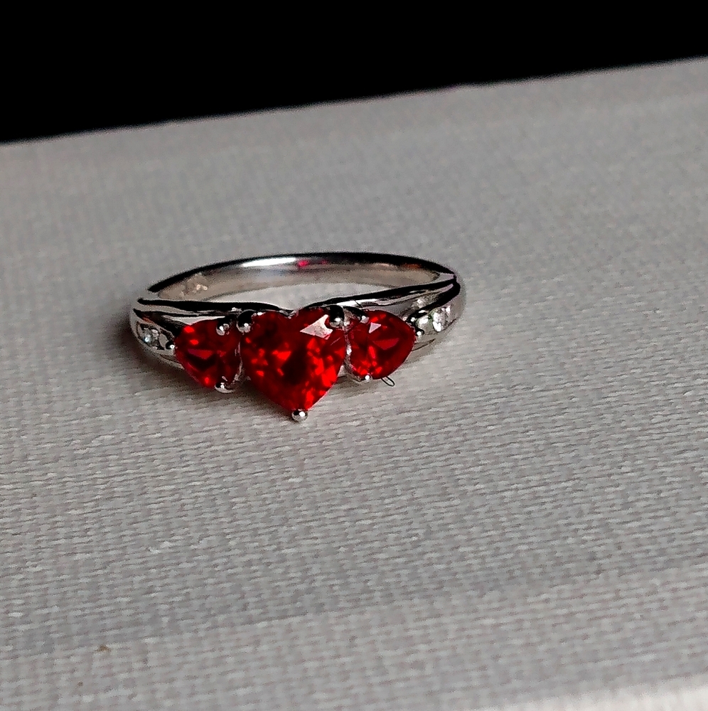 Red ruby silver ring